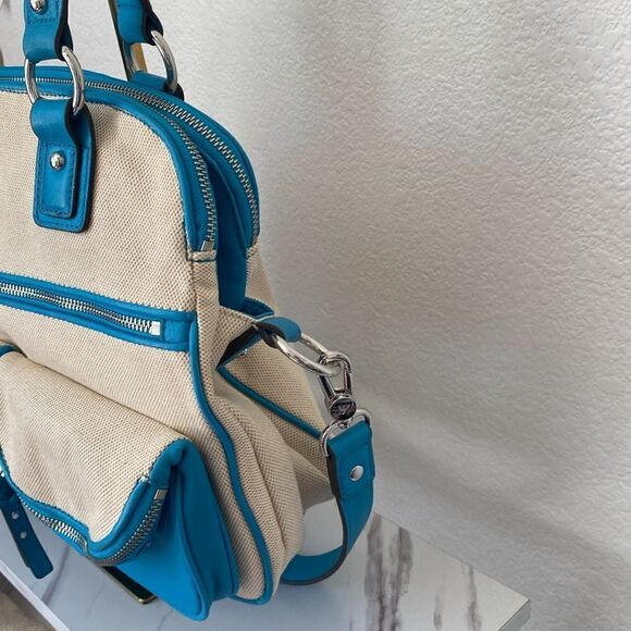 Aimee Kestenberg Canvas Lucy Satchel w/Front Pockets Handbag Bag - Picture 5 of 13